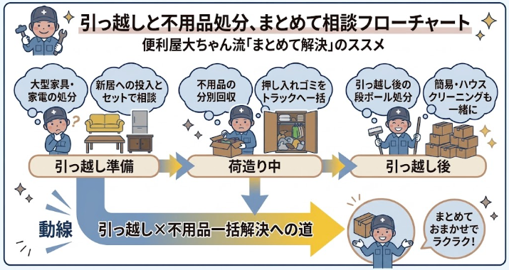 引っ越しも不用品処分もおまかせフローチャート